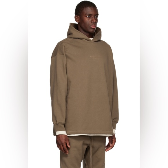 FEAR OF GOD ESSENTIALS Sweatshirt Hoodie Brown (Wood) Oversized Size Med… - Picture 3 of 7